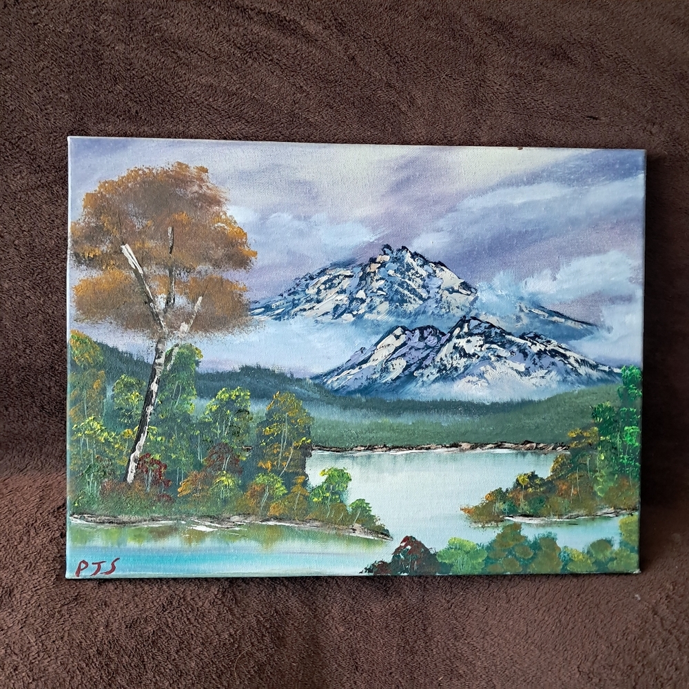 Landscape Canvas Art with Mountains and Trees